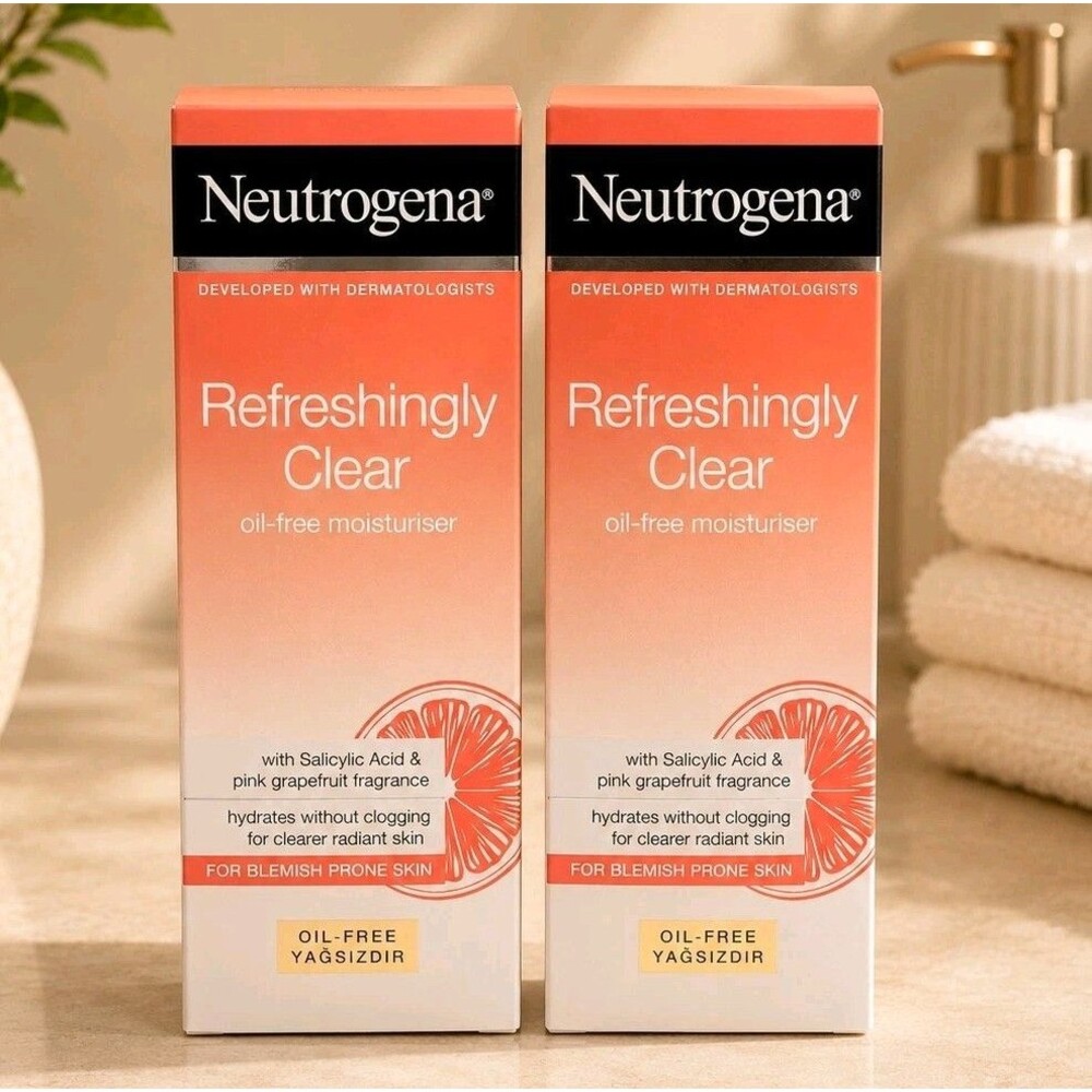 2 Pack Neutrogena Refreshingly Clear Oil-Free Moisturizer For Blemish Prone Skin